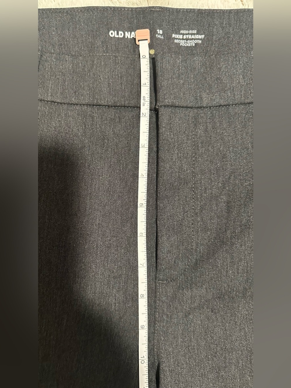 Old Navy High-Waisted Dark Heather Gray Pixie Straight Pants - Picture 6 of 16